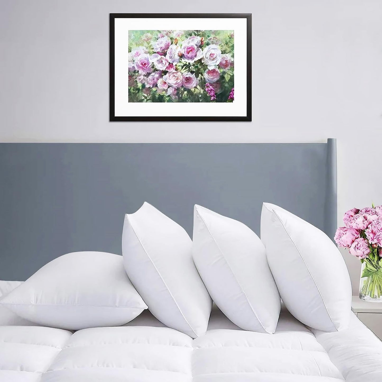 Hotel Collection Bed Pillows Standard Size Set of 2 Back Sleeper Pillow for Adults Stomach Kids Side Sleeping Medium Soft Plush Fluffy White 20x26 inches