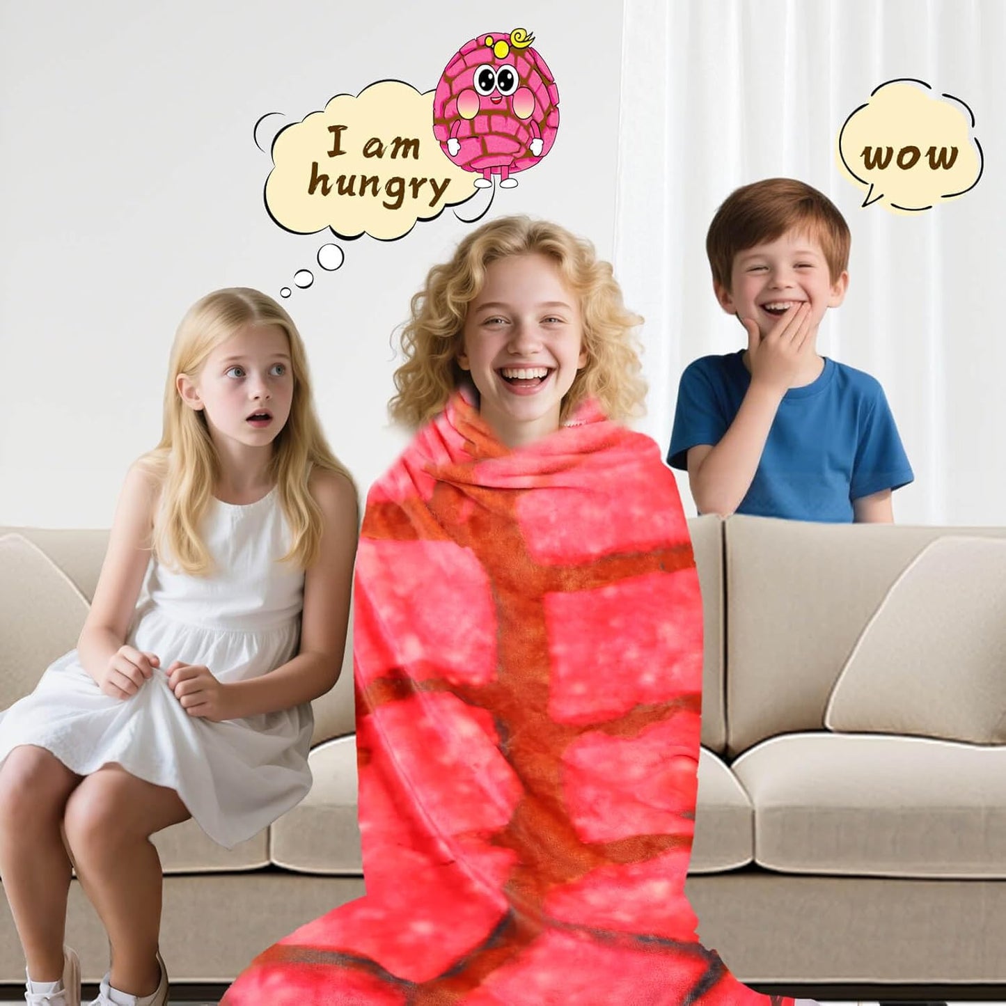 74in Concha Blanket White Elephant Gifts for Adults Useful Throw Blankets Woemn Men Party Cool Stuff Novelty Gag Sweet Shell Bread Soft Fleece Wrap