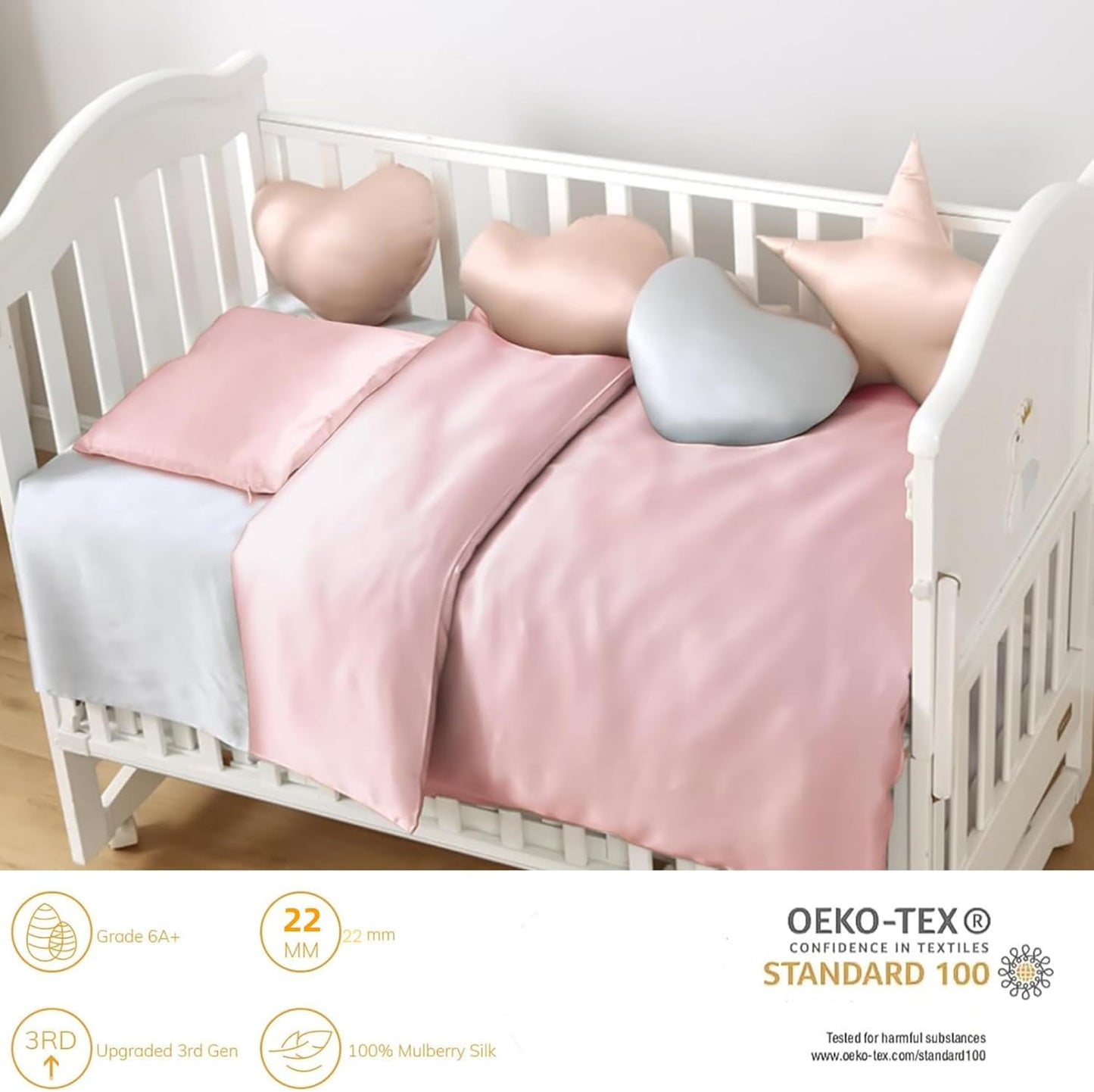 Organic Mulberry Silk Baby Pillowcase with Zipper, Small 10"x13" Pillow Cover for Boys & Girls, Ideal for Bed & Travel, Soft for Kids Hair & Skin, Hypoallergenic Pillowcases for Toddlers (Pink)