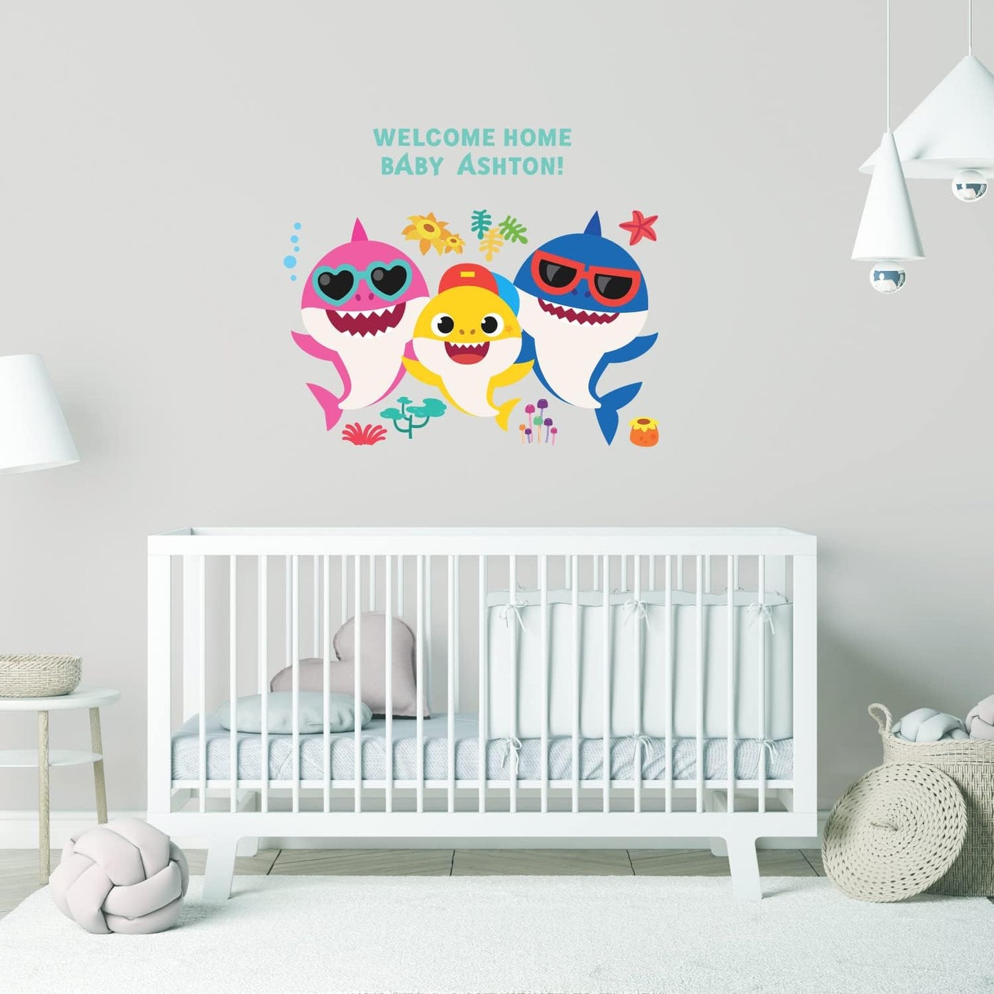 RoomMates RMK5112GM Baby Shark Peel and Stick Giant Wall Decals with Alphabet