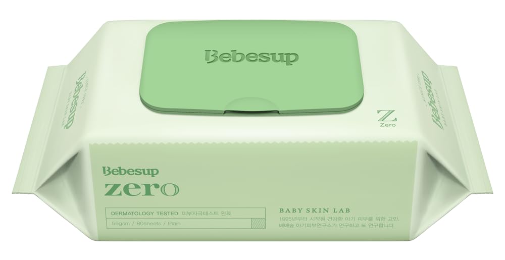 BEBESUP- Korea’s #1 Zero Harsh Chemicals Baby Wipes- Water Based Hypoallergenic Unscented Extra-Thick Organic baby wipes for sensitive skin Zero skin irritants Flip-Top 640 Count (80 Count 1 Pack)