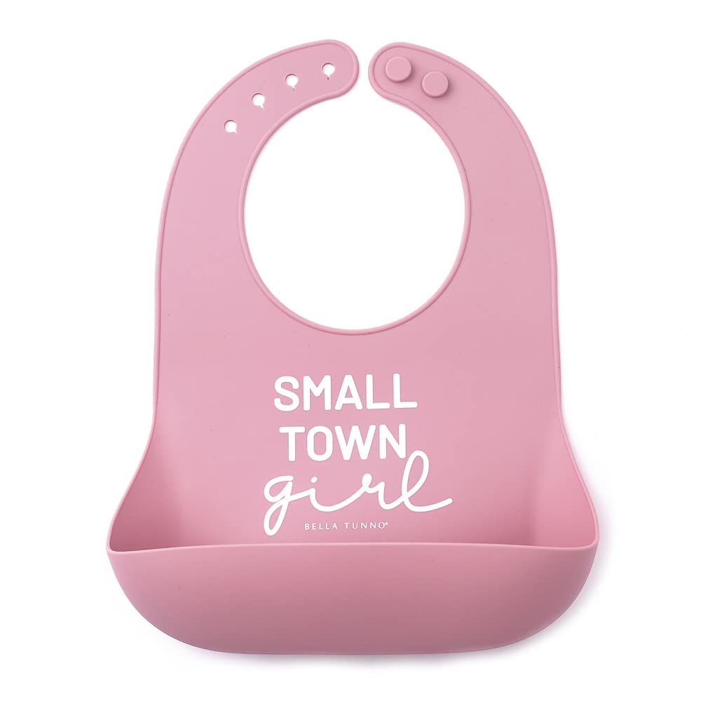 Bella Tunno Baby Bib for Eating, Waterproof Silicone Bib with Large Food Catcher, Adjustable Fit for Babies 4-12 months & Toddlers 1-3 Years, Boys & Girls, Small Town Girl