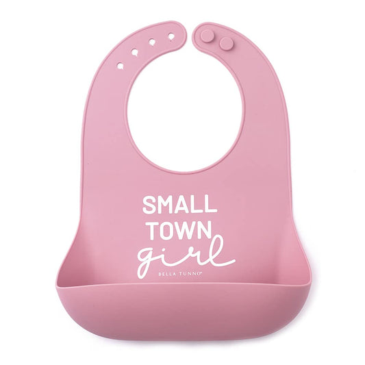 Bella Tunno Baby Bib for Eating, Waterproof Silicone Bib with Large Food Catcher, Adjustable Fit for Babies 4-12 months & Toddlers 1-3 Years, Boys & Girls, Small Town Girl