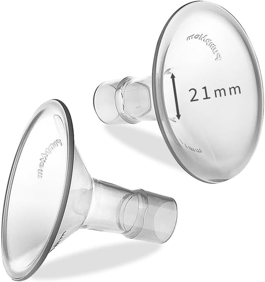 PumpMom 21mm Breastshields for Medela Breast Pump Parts, Compatible with Medela Accessories, Not Original PersonalFit Flex Breast Shield Pump Parts, 2pcs (21mm)