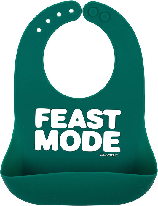 Baby Bib for Eating by Bella Tunno, Waterproof Silicone Bib with Large Food Catcher, Adjustable Fit for Babies 4-12 months & Toddlers 1-3 Years, Boys & Girls, Feast Mode