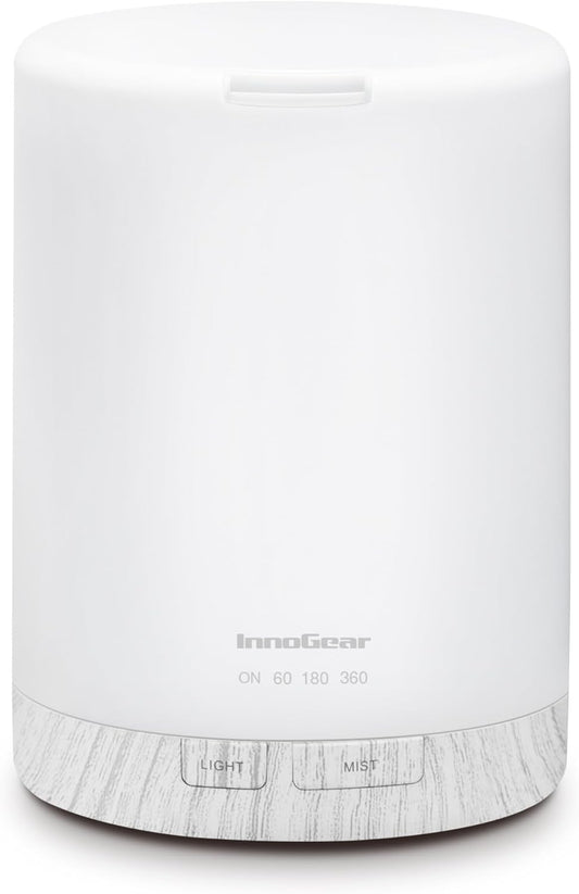 InnoGear 300ML Essential Oil Diffuser, Premium 5-in-1 Ultrasonic Aromatherapy Diffusers Scent Humidifier Aroma Diffuser Vaporizer Auto-Off Timer for Room Office Home, White, Medium