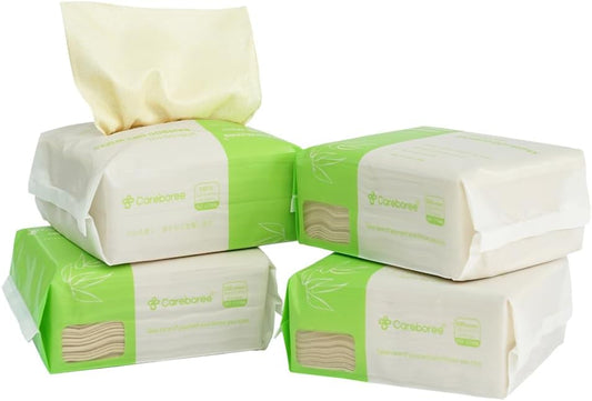400 Count Careboree Unbleached Dry Baby Wipes Unscented Multi-Purpose Cotton Tissue Small Size