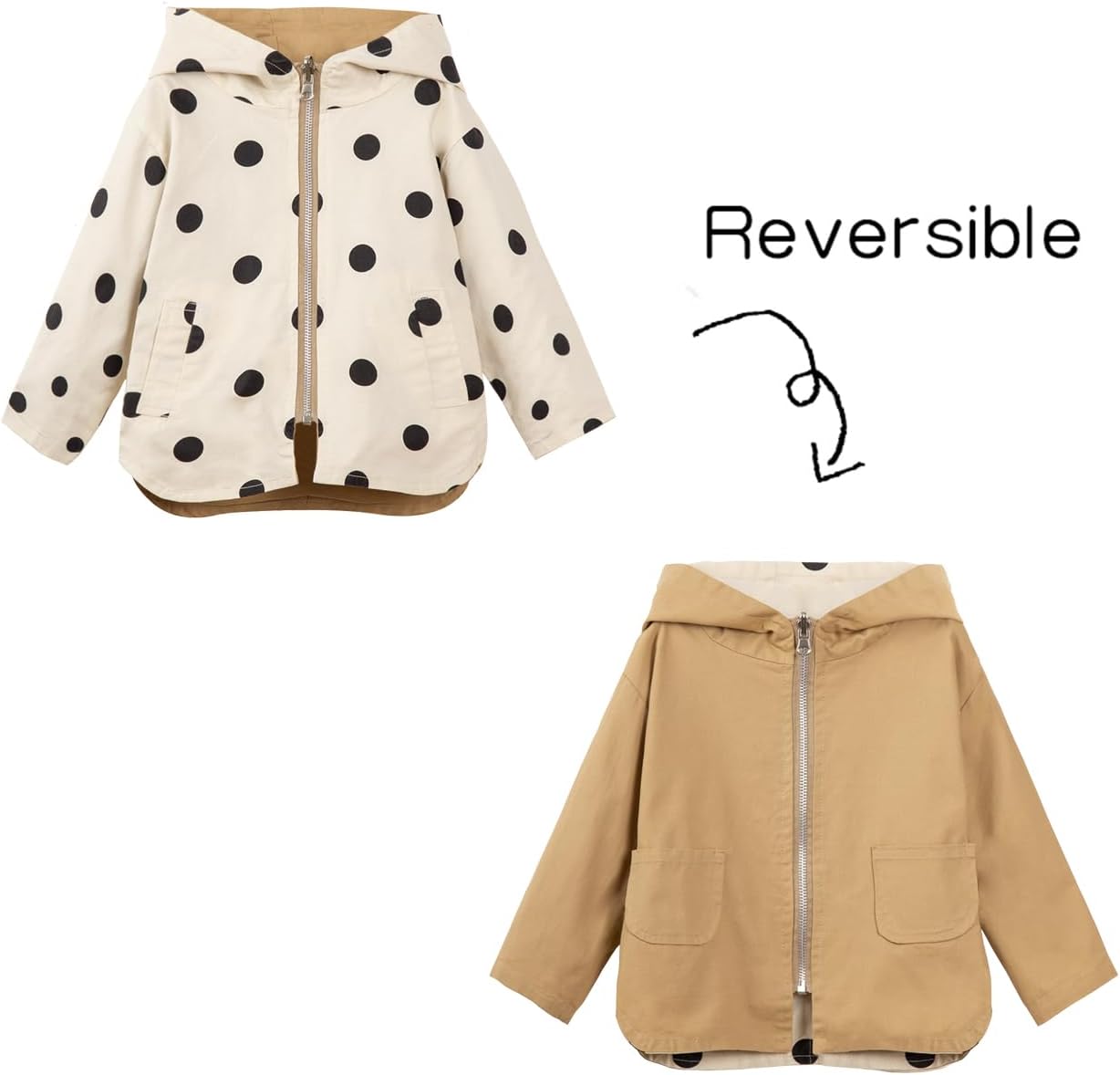 Mud Kingdom Cute Girls Hooded Jacket Reversible Full Zipper Outerwear