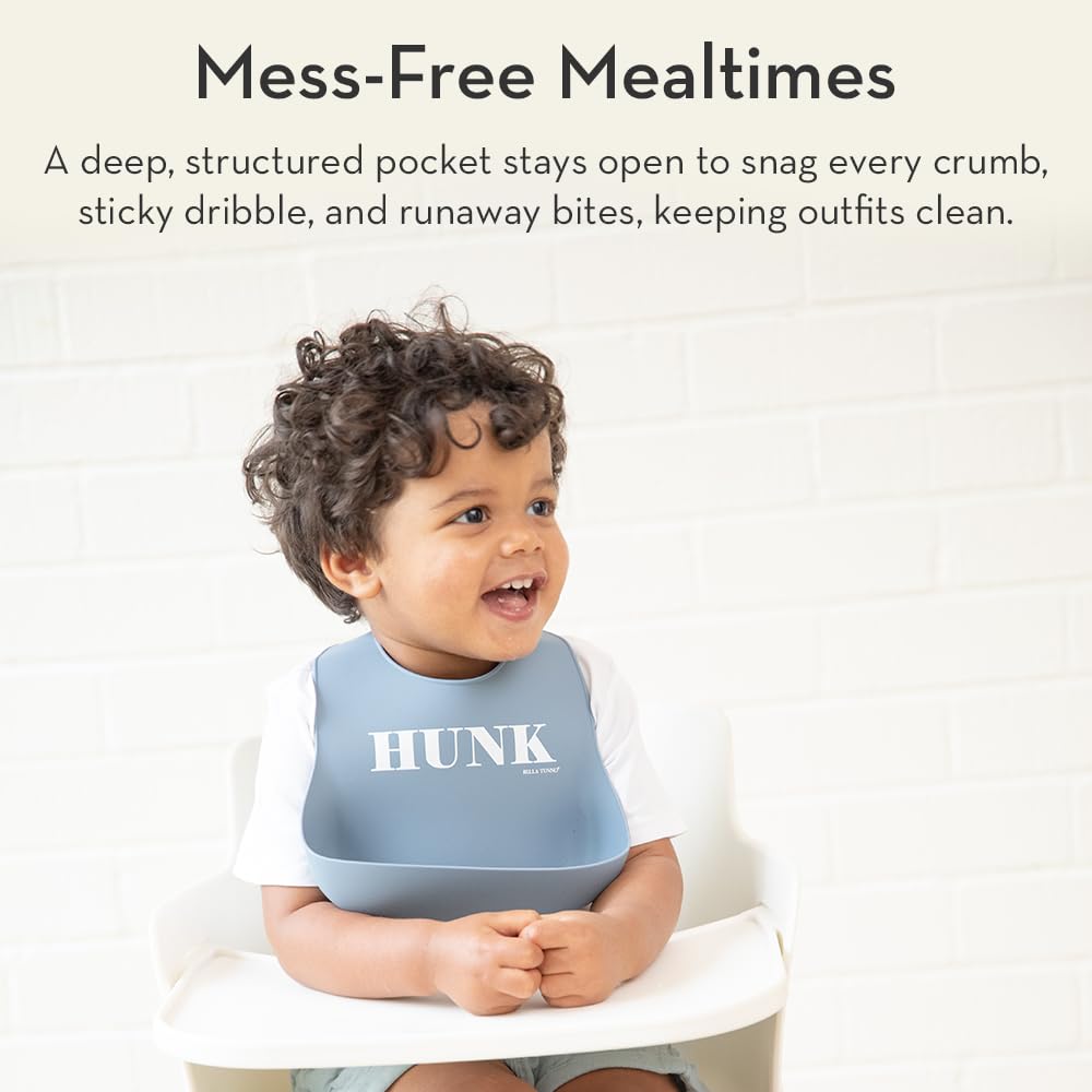 Bella Tunno Baby Bib for Eating, Waterproof Silicone Bib with Large Food Catcher, Adjustable Fit for Babies 4-12 months & Toddlers 1-3 Years, Boys & Girls, Party Animal