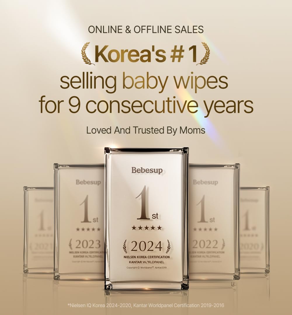 BEBESUP- Korea’s #1 Signature Eco Baby Wipes- 100% Plant-Based 99% Drinkable Water-Based Unscented Ultra-Thick Organic baby wipes Hypoallergenic for sensitive skin Flip-Top (70 Count 1 Pack)