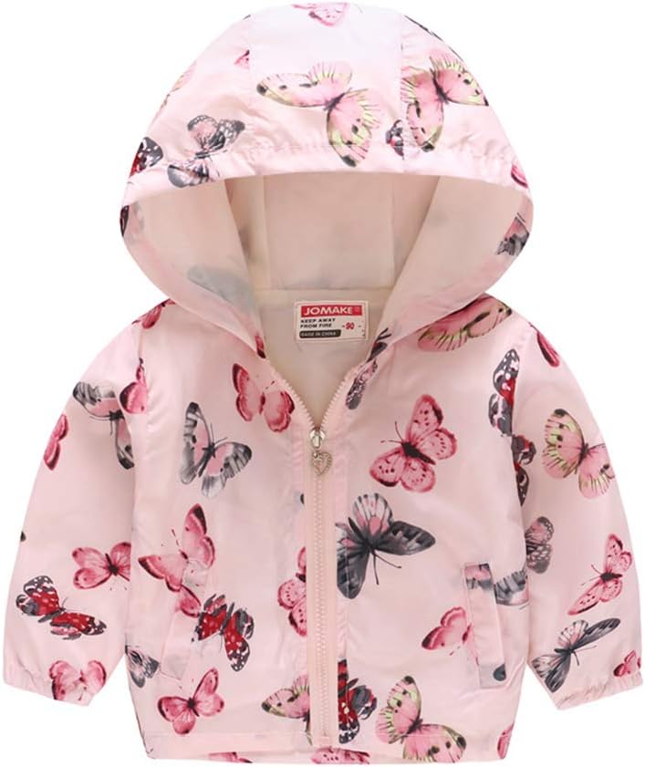 TUIJI Toddler Boys Girls Cartoon Print Zip Jacket Hooded Trench Lightweight Kids Coats Windbreaker Outdoor Cute Dust Coats