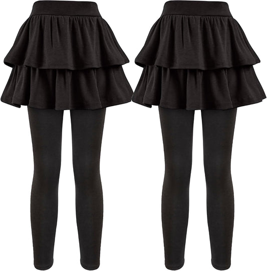 Girls School Uniform Pants Leggings with Skirts Stretch Warm Jegging 4-12 Years