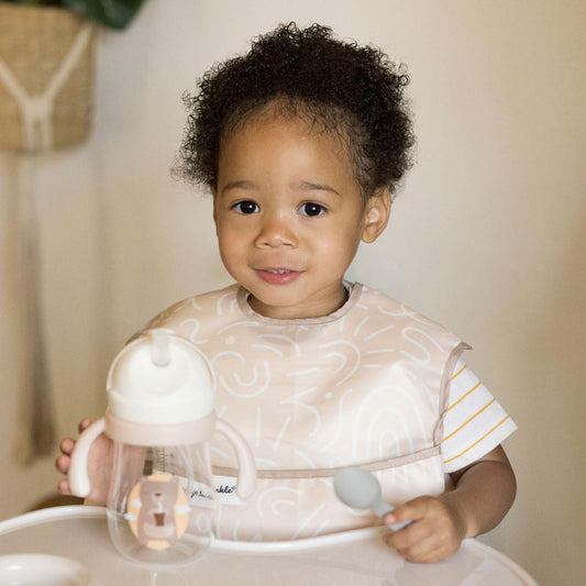 Tiny Twinkle Mess Proof Baby Bibs for Eating - Waterproof, Wipeable Bibs - Toddler Bibs - Travel Friendly - PFAS, PVC, BPA, Phthalate Free - Baby Food Bibs(3 Pack,Zen Garden)