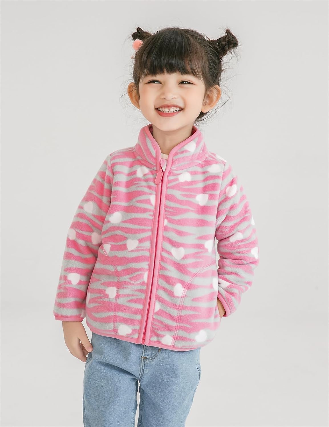 Kids Printed Polar Fleece Jacket Toddler Baby Boys Girls Autumn Winter Warm Sherpa Lining Outerwear Soft Lightweight