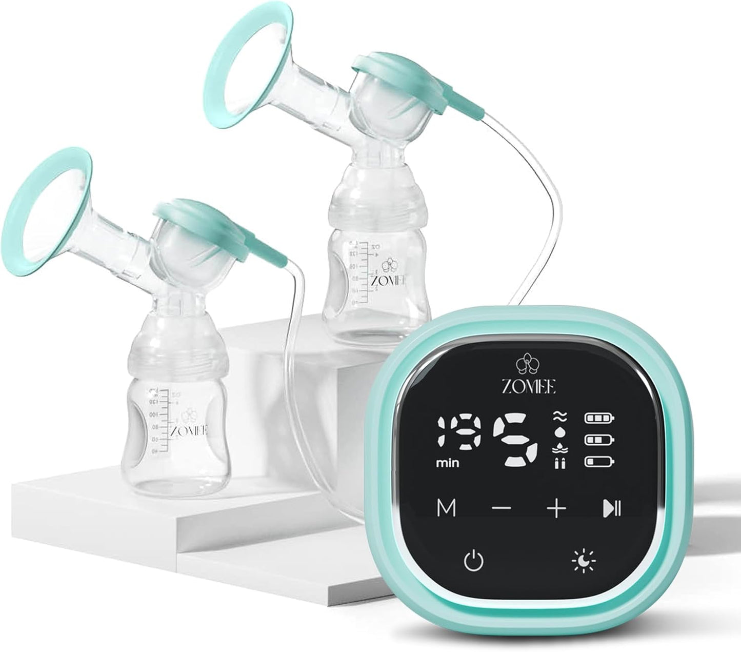 Zomee Z2 Double Electric Breast Pump - Shabbat Mode Edition - Portable, Hands Free Pumping Hospital Grade Wearable Breast Pump Including; Silicone Hands Free Collection Cups 8 OZ