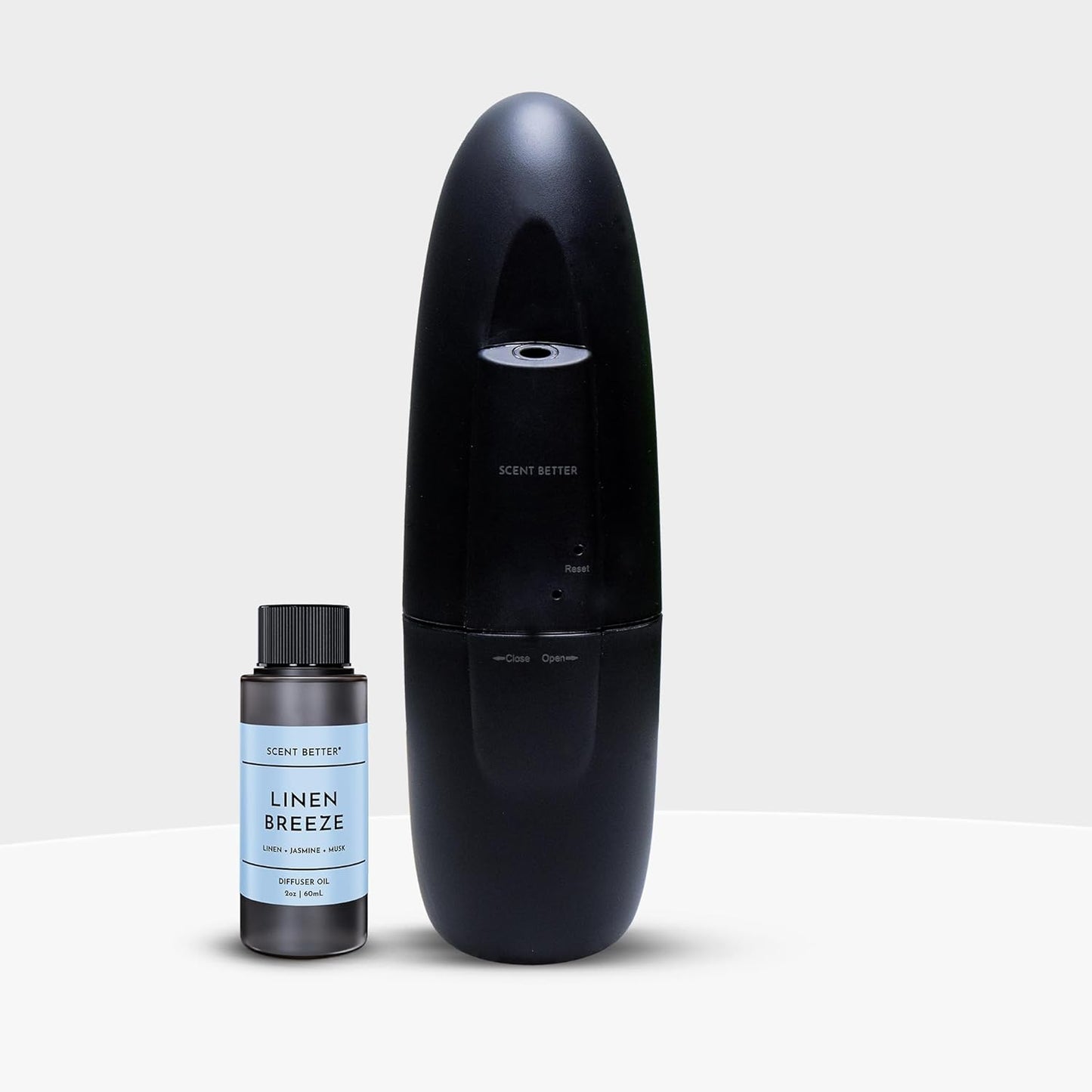 Scent Better Plug in Essential Oil Waterless Diffuser for Home, Hotel, Spa, Office with 500 sq ft Coverage - Includes Free Linen Breeze (Black)
