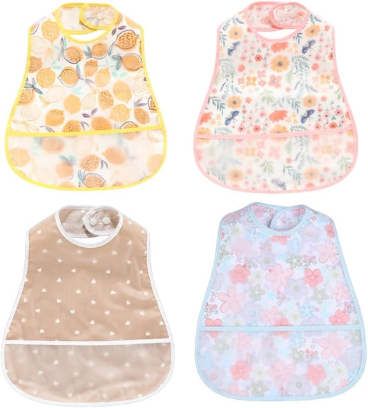 Baby bibs Waterproof Toddler bib - Feeding bib with Pocket for Infant Boy Girl Washable 6-36M