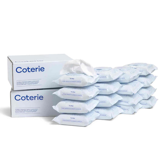 Coterie Baby Travel Size Wipes for Sensitive Skin, Plant-Based and Plastic-Free Fibers, 99% Water, Hypoallergenic, pH Balanced, Unscented, Clean and Gentle Baby Essentials, 16 Travel Packs, 288 Count