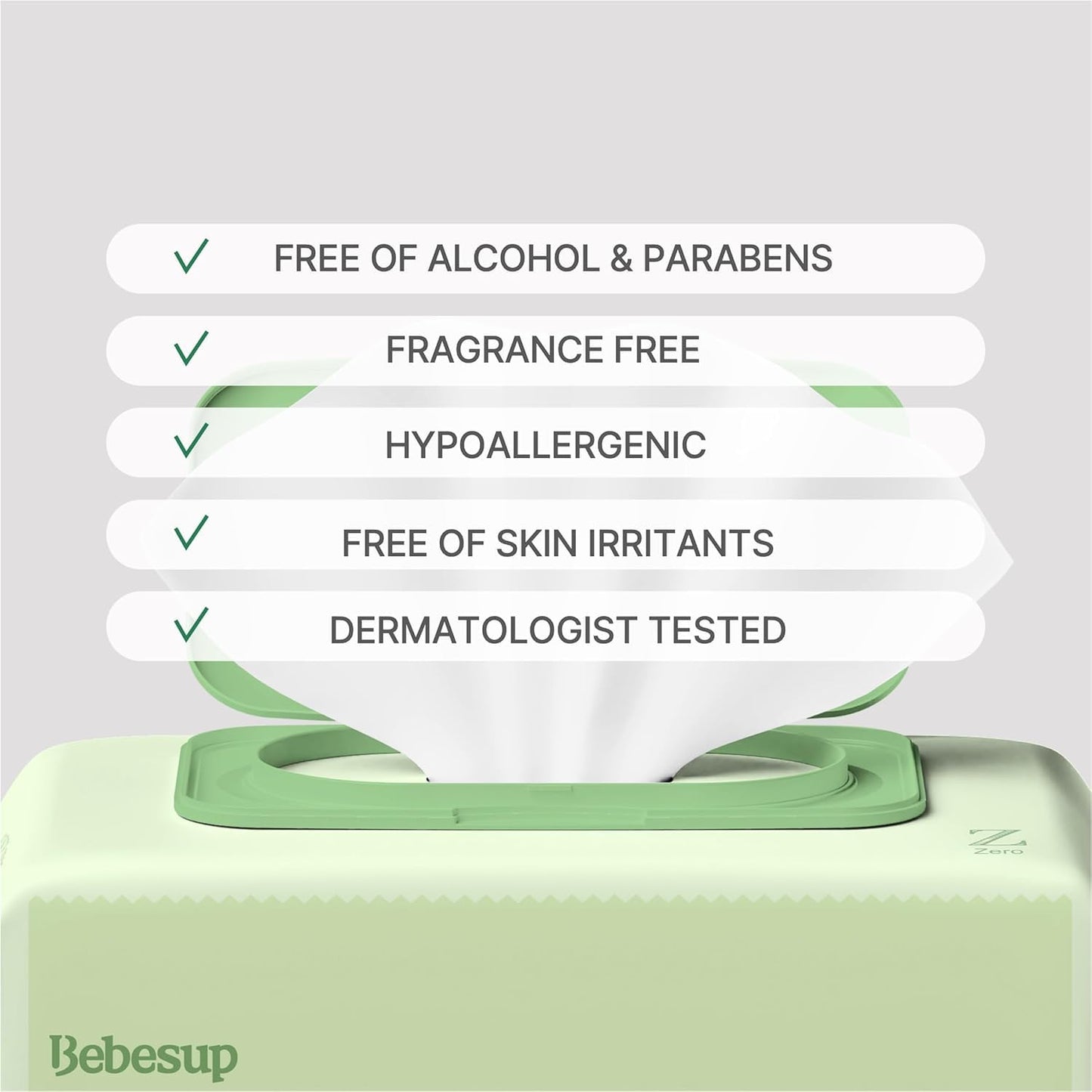 BEBESUP- Korea’s #1 Zero Harsh Chemicals Baby Wipes- Water Based Hypoallergenic Unscented Extra-Thick Organic baby wipes for sensitive skin Zero skin irritants Flip-Top 640 Count (80 Count 1 Pack)