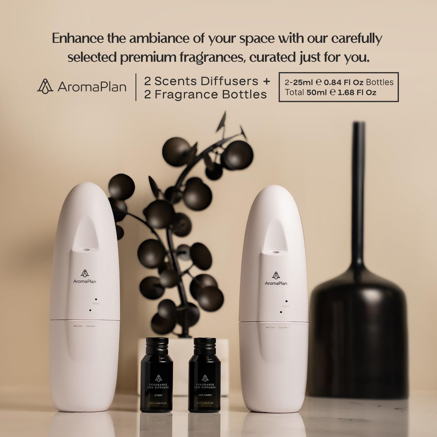 AromaPlan Authentic 2025 Upgraded Plug in Waterless Diffuser (2 Fragrances Included)-Cold Air & Nanotechnology Diffusers for Home & Office- Silent Wall Diffuser Plug in (2 Devices +2 Scents)