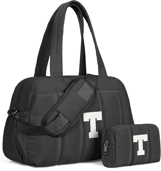 Women Duffle Bag with Initial, Personal Item Travel Bags，Granddaughter Gift -Gym Bag with Wet Pocket，Lightweight Travel Bags Personalized Tote with Makeup Pouch