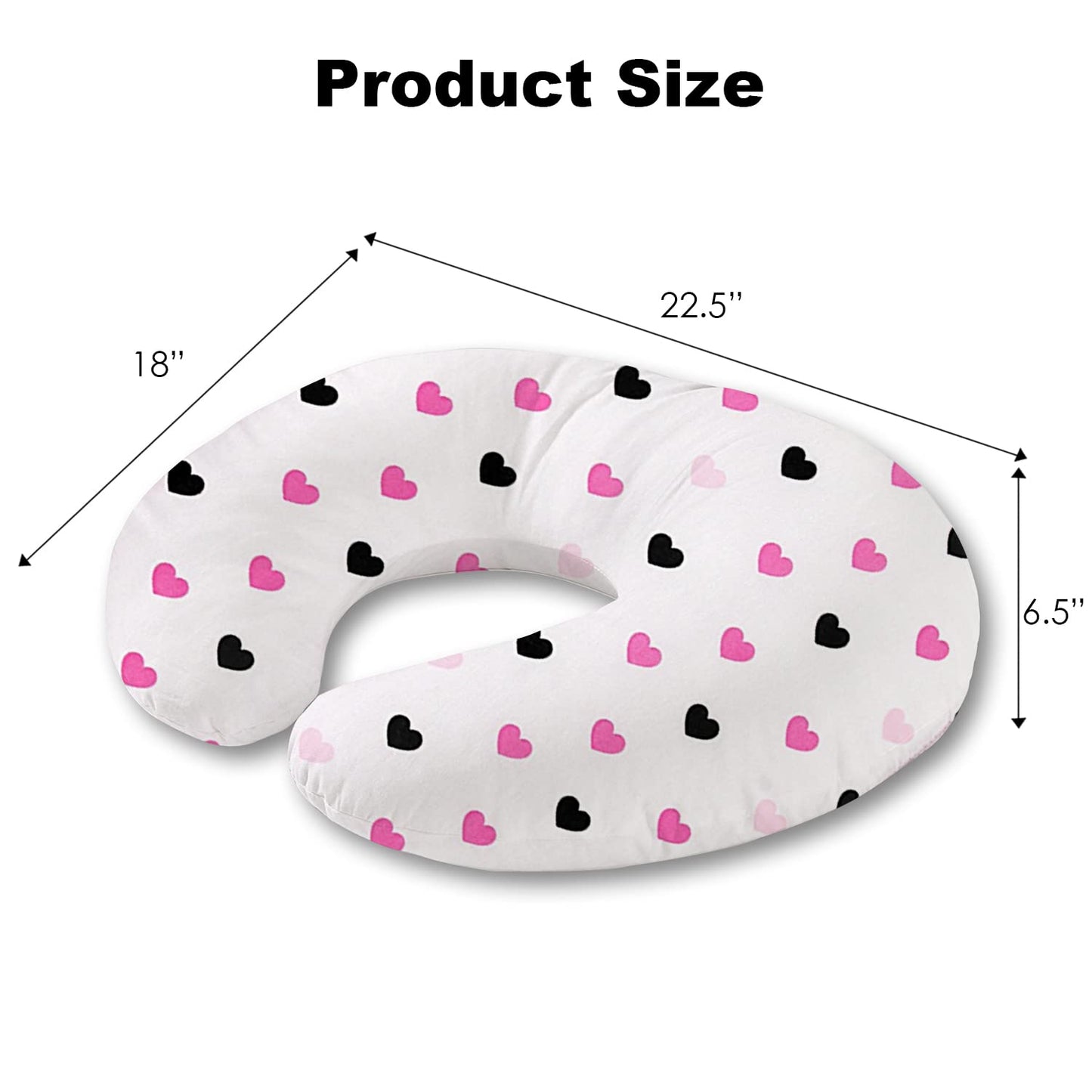 Nursing Pillow, Breast Feeding Pillows for Mom, Rose Red Hearts Soft Cover with Breathable Filling, Feeding Support Pillow for 0-12 Months, Multifunctional Support Cushion for Travel (Sweet Hearts)