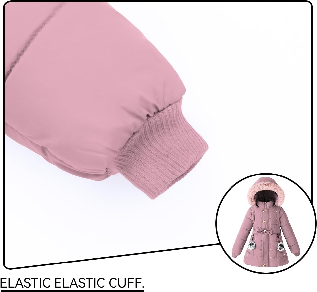 Girls Winter Dress Coats Faux Fur Hooded Fleece Jackets Waterproof Parka Outwear