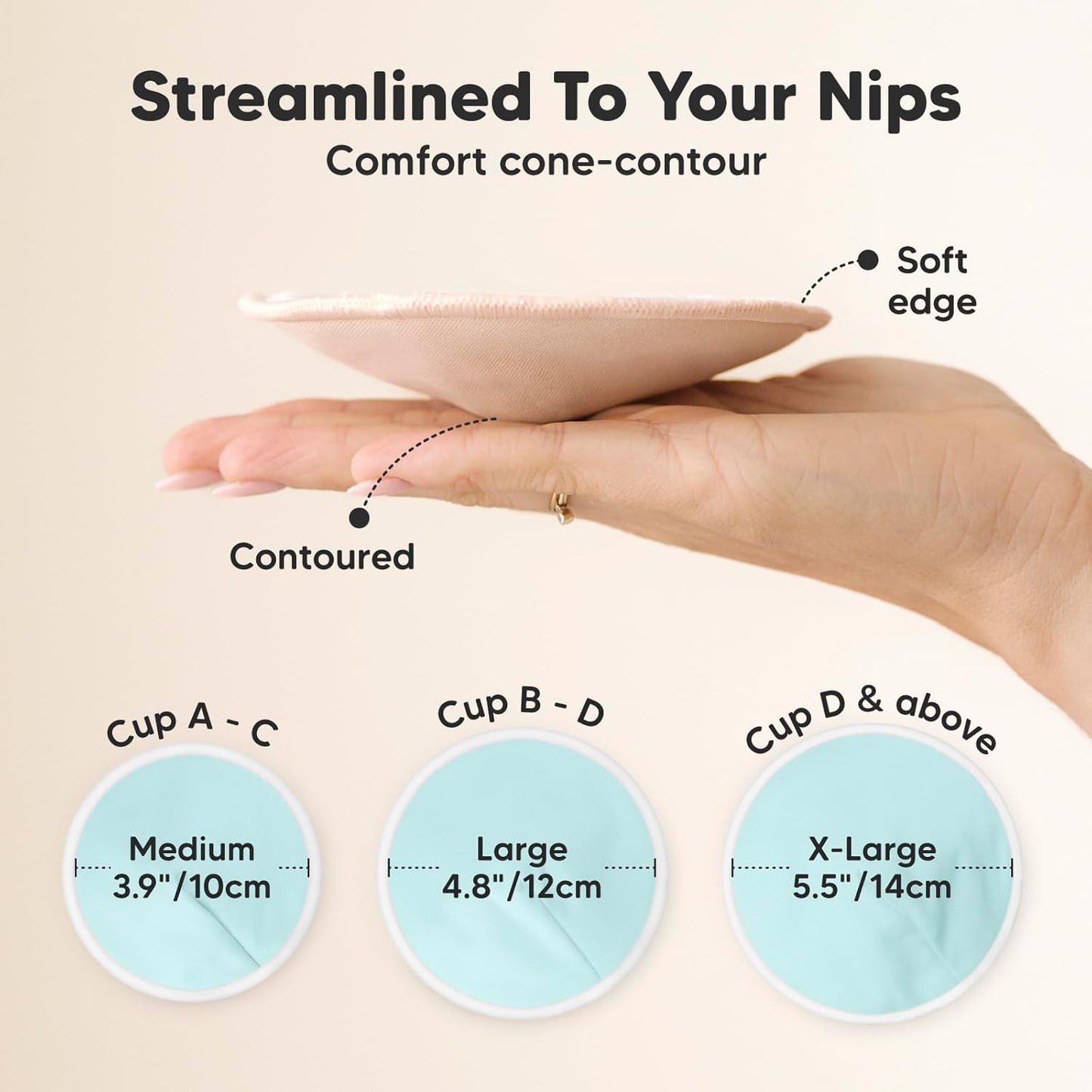 Organic Breast Pads - 14 Viscose Derived from Bamboo Washable Pads + Wash Bag, 3-Layers Breastfeeding Nipple Pad for Maternity, Reusable Nipplecovers for Breast Feeding(Pastel Touch Lite, L 4.8")