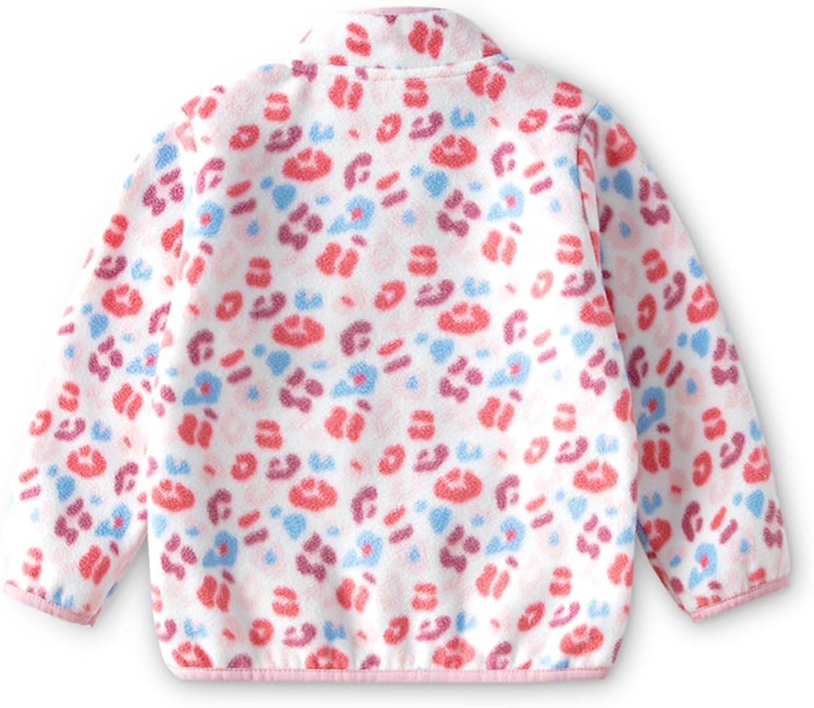 Kids Printed Polar Fleece Jacket Toddler Baby Boys Girls Autumn Winter Warm Sherpa Lining Outerwear Soft Lightweight