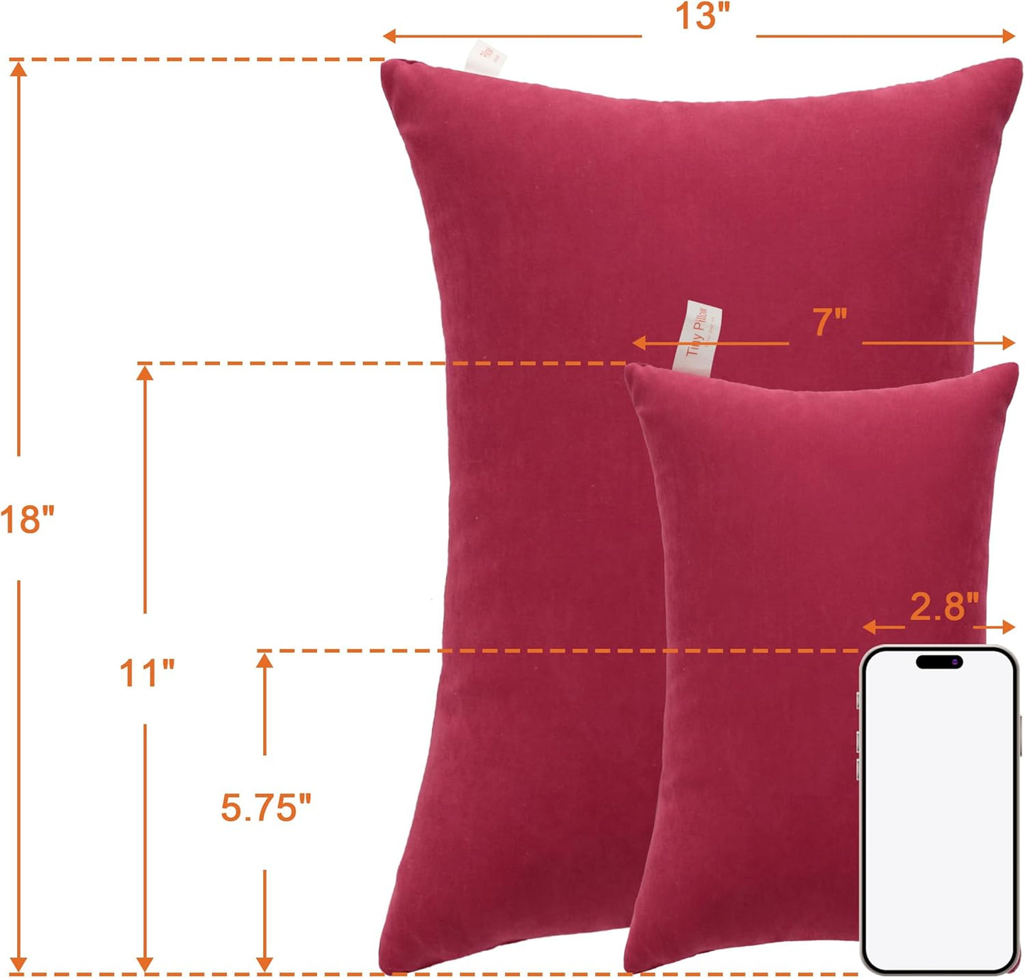 NTBAY Toddler Pillows, Down Alternative 13"x18" Pillows, Machine Washable - Soft and Breathable Travel Small Pillows for Sleeping, Ideal for Daycare, Crib, Cot, Red