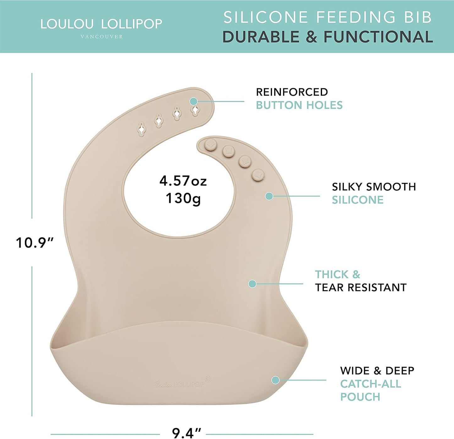 Loulou Lollipop Soft, Waterproof Silicone Feeding Bib