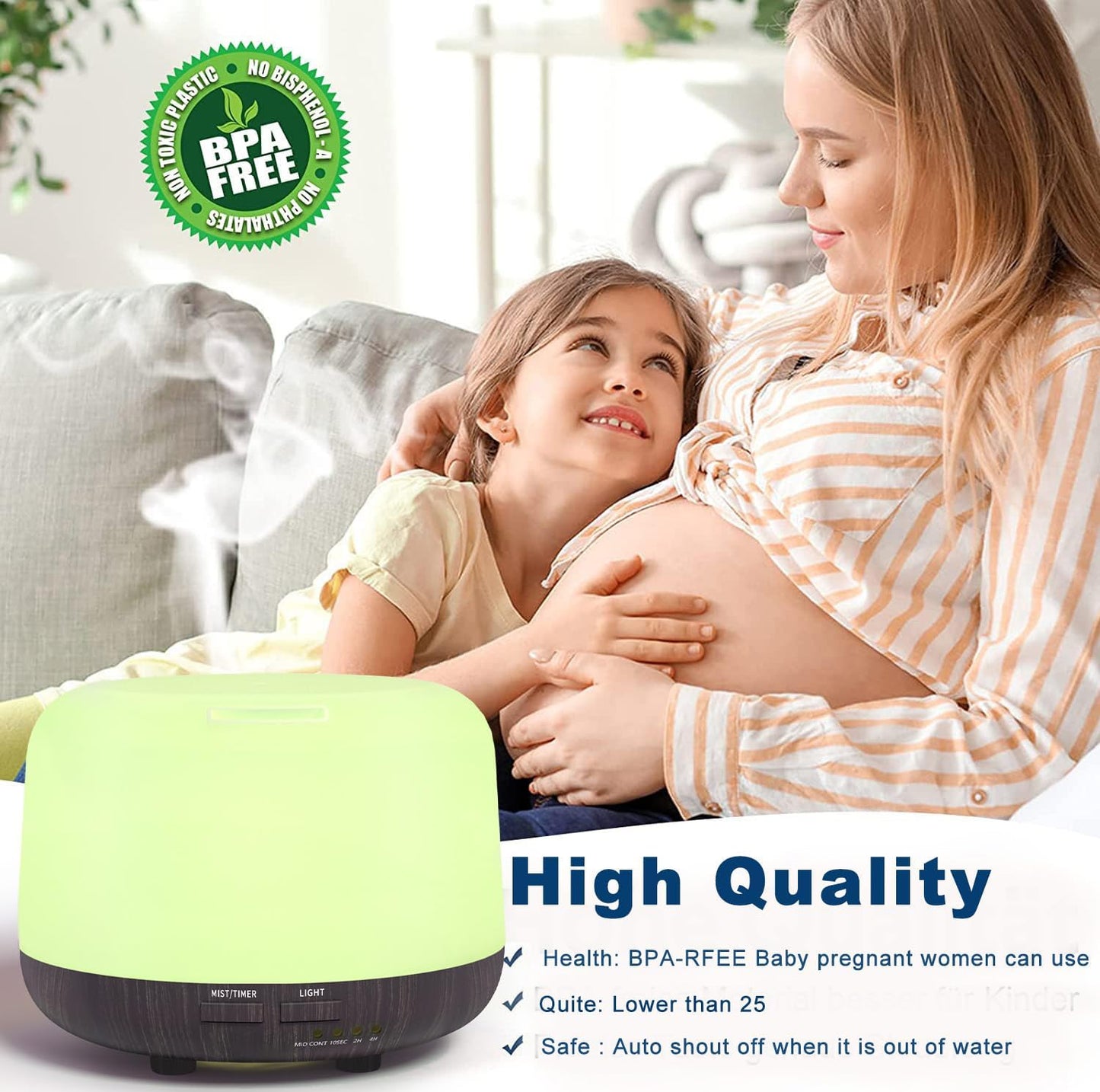 300ML Remote Control Air Diffusers for Essential Oil, Aroma Ultrasonic Scent Diffuser, Aromatherapy Humidfier Diffuser, 7 Color Changing LED Light, Auto-Off, Timer for Home, Room, Office, Kids