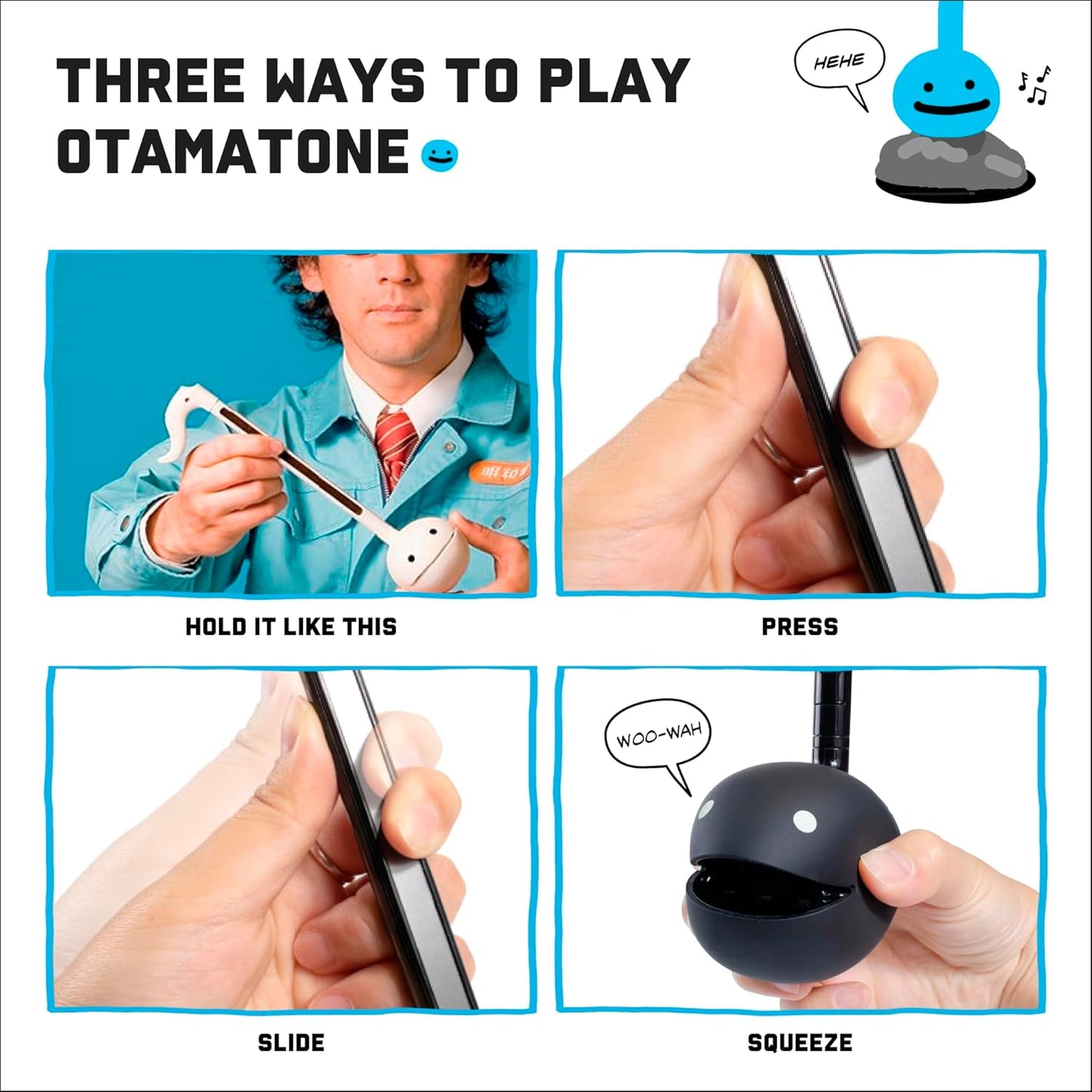 Otamatone Japanese Electronic Musical Instrument Portable Music Synthesizer from Japan by Maywa Denki Studio Award Winning, Educational Fun Gift for Children, Teens & Adults - Black