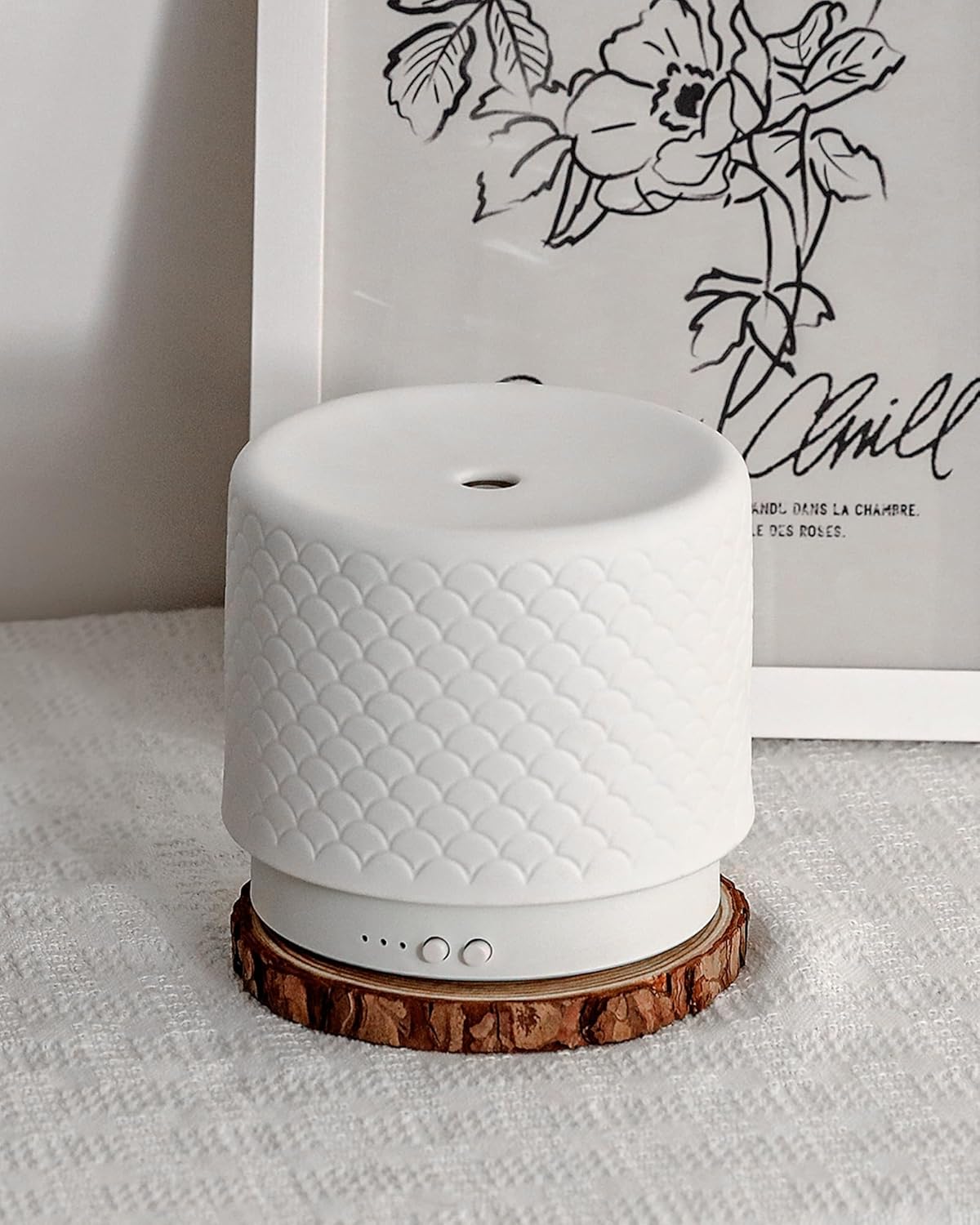 Ceramic Essential Oil Diffuser 280ml- Aromatherapy Diffuser with Ultrasonic Cool Mist Humidifier, Night Light, Timer, Auto Shut-Off, Large Room Aroma Diffuser for Home, Bedroom, Office, Yoga