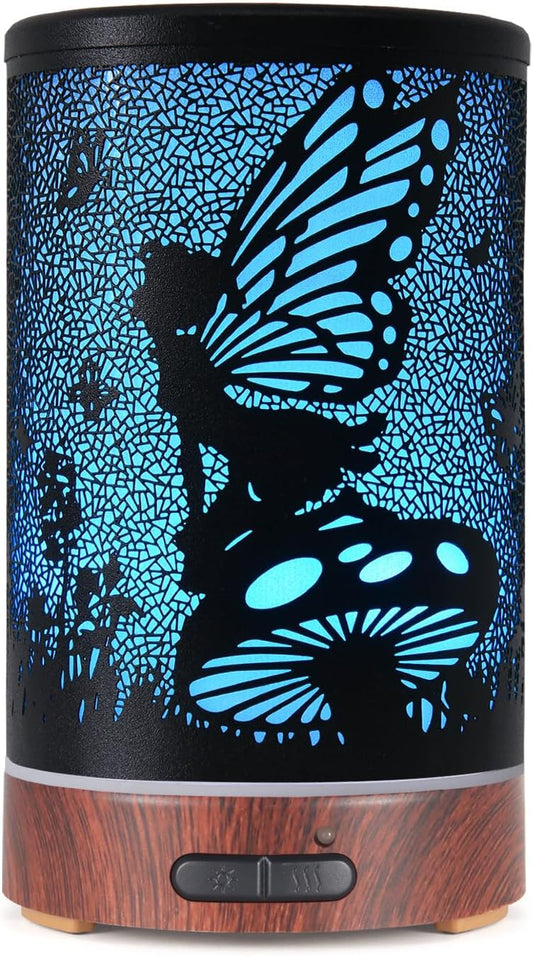 Essential Oil Diffuser, Ultrasonic Diffuser for Essential Oil, Cool Mist Humidifier Aromatherapy Diffuser with 7 Color Lighting Changing Modes, Waterless Auto Shut-Off for Home（Flower Fairy）