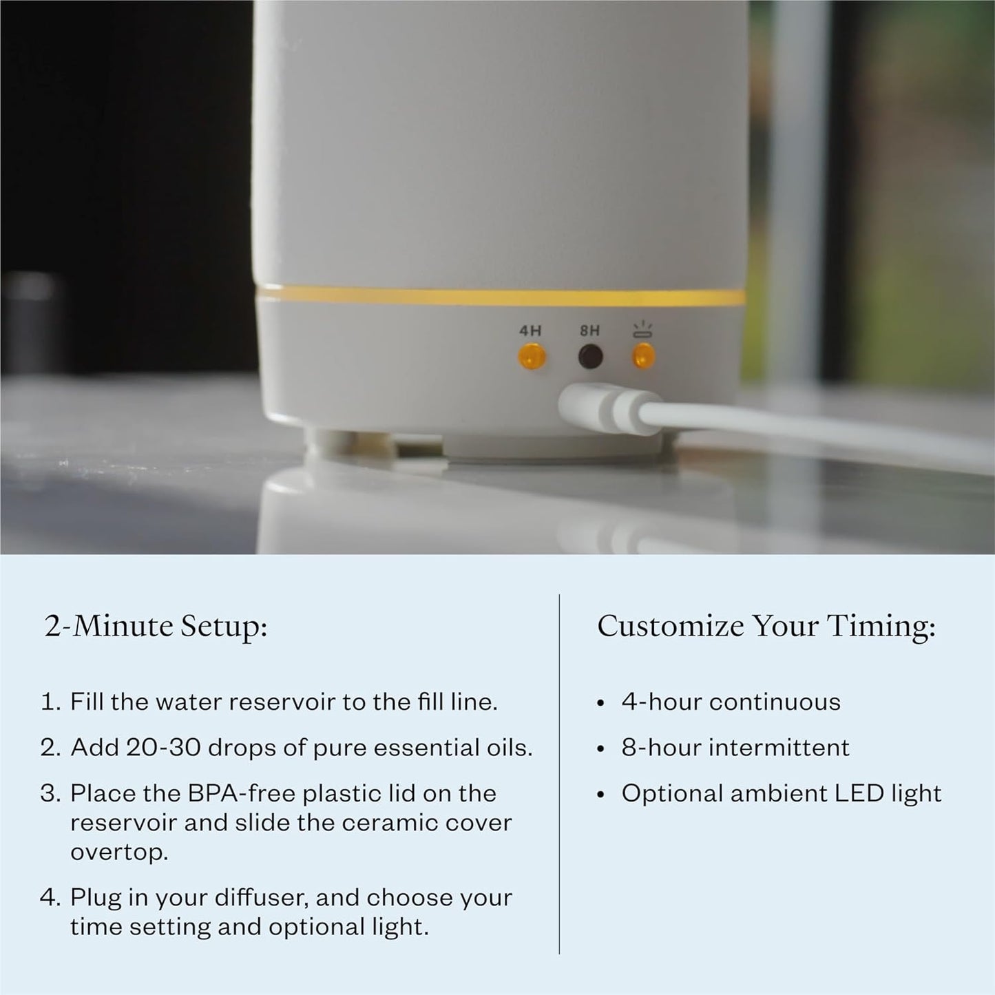 Vitruvi Stone Diffuser, Ceramic Ultrasonic Essential Oil Diffuser for Aromatherapy | Ceramic, Home Decor | Sea, 90ml Capacity