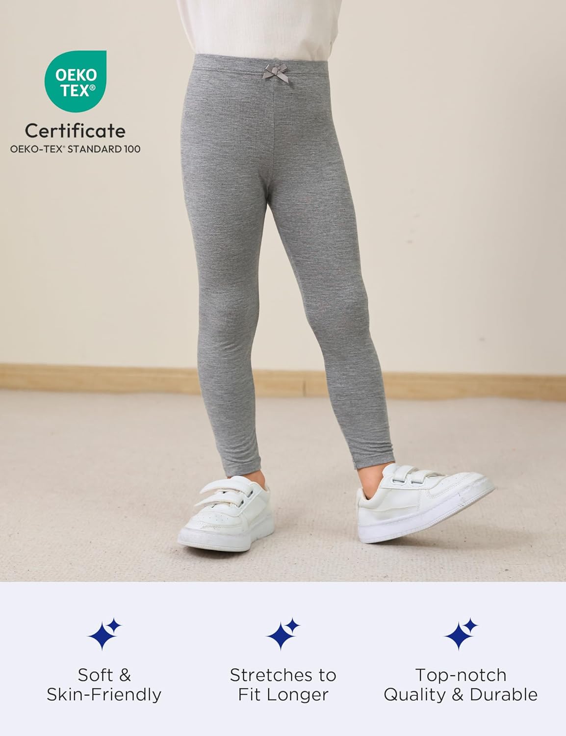 Toddler Girls Leggings 2-Pack Bamboo Viscose Little Girls Casual Stretch Pants