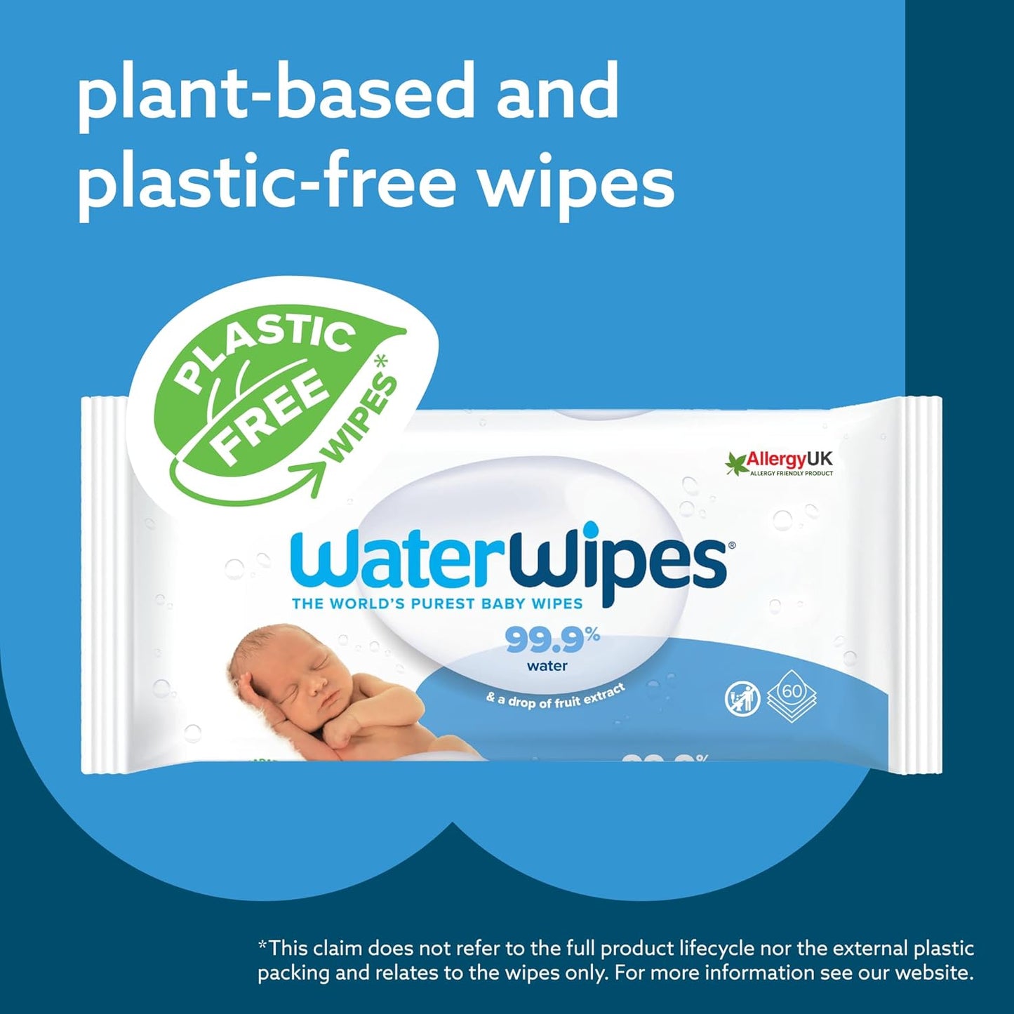 WaterWipes Sensitive+ Newborn & Baby Wipes, 3-In-1 Cleans, Cares, Protects, 99.9% Water, Unscented & Hypoallergenic, 720 Count (12 Packs)