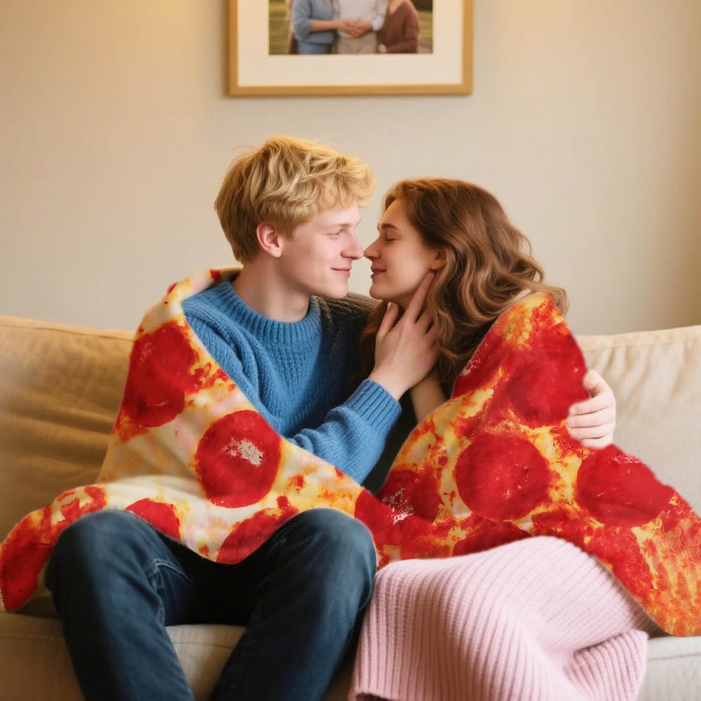 85in Pepperoni Pizza Blanket White Elephant Gifts for Adults Useful Sausage Throw Blankets Woemn Men Party Cool Stuff Novelty Gag Soft Fleece Wrap