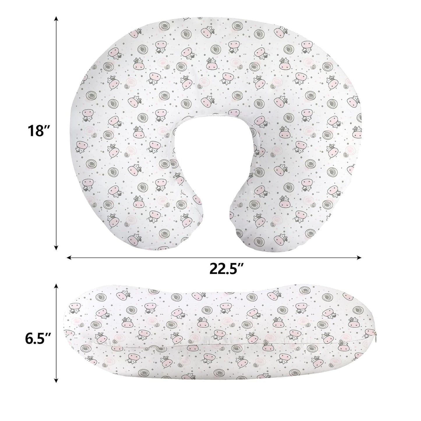 Nursing Pillow, Breast Feeding Pillows for Mom, Pink Calf Soft Cover with Breathable Filling, Feeding Support Pillow for 0-12 Months, Multifunctional Support Cushion for Travel (Cute Calf)