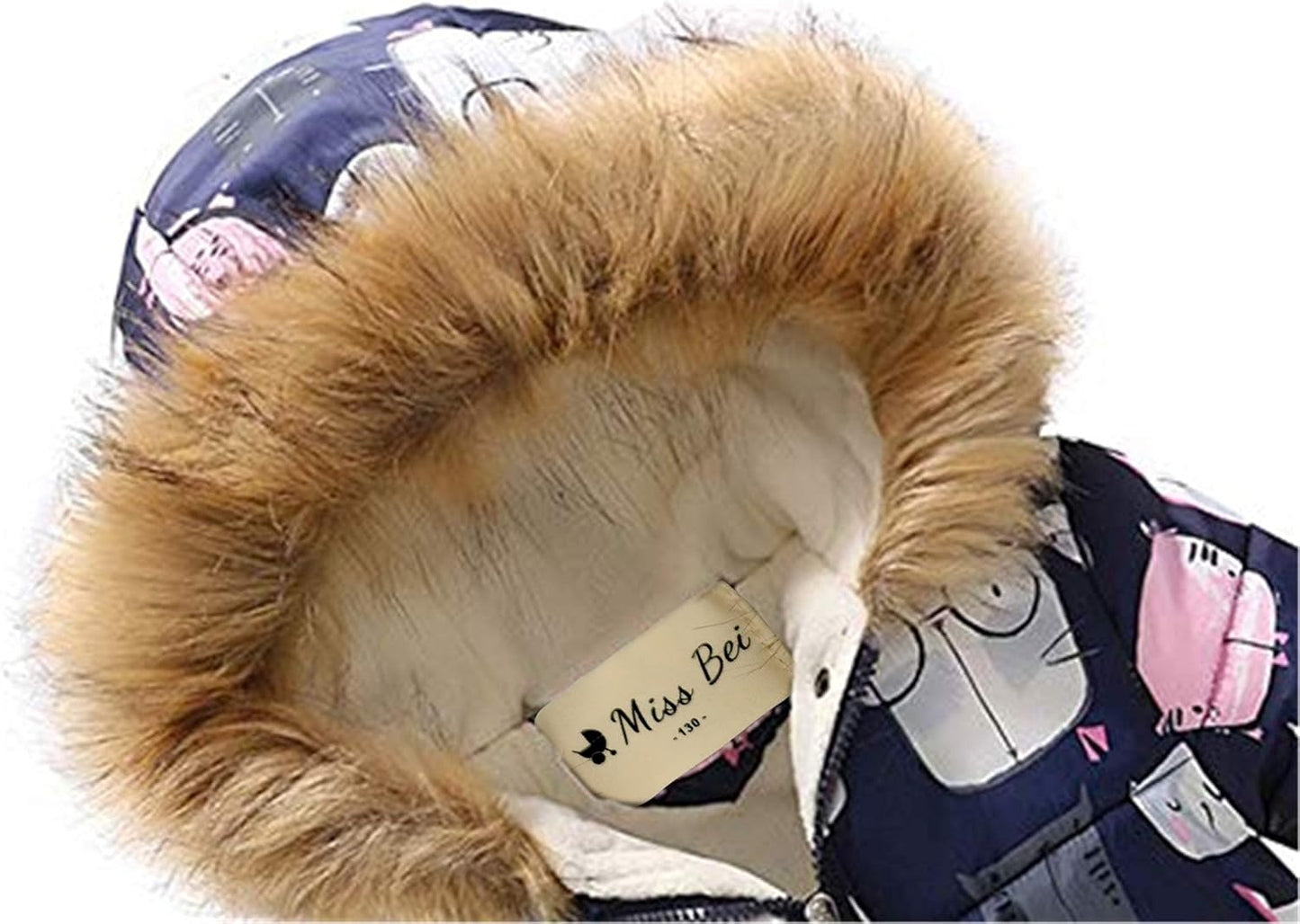 Miss Bei Girl's Winter Coat Jacket Hooded Kids Toddler Flower Print Parka Outwear Warm Cotton Puffer Hooded Jacket