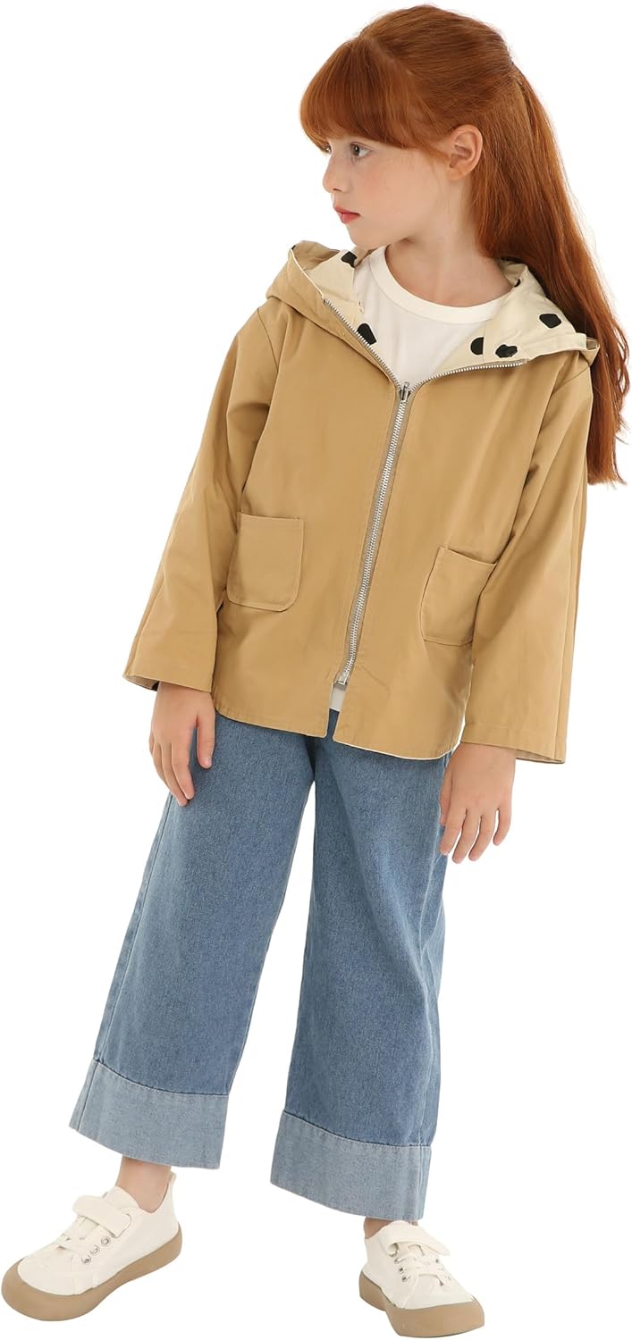 Mud Kingdom Cute Girls Hooded Jacket Reversible Full Zipper Outerwear