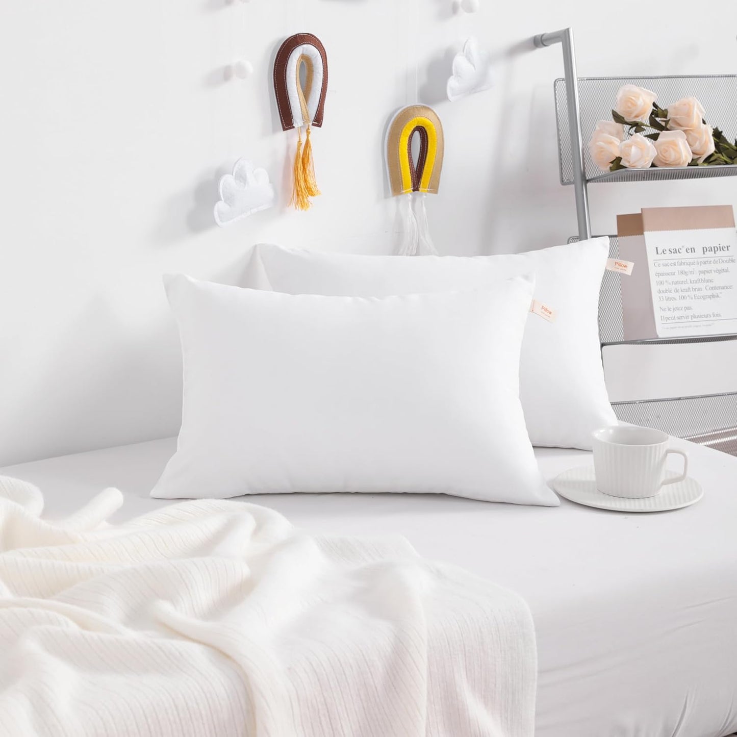 NTBAY Toddler Pillows, Down Alternative 13"x18" Pillows, Machine Washable - Soft and Breathable Travel Small Pillows for Sleeping, Ideal for Daycare, Crib, Cot, White