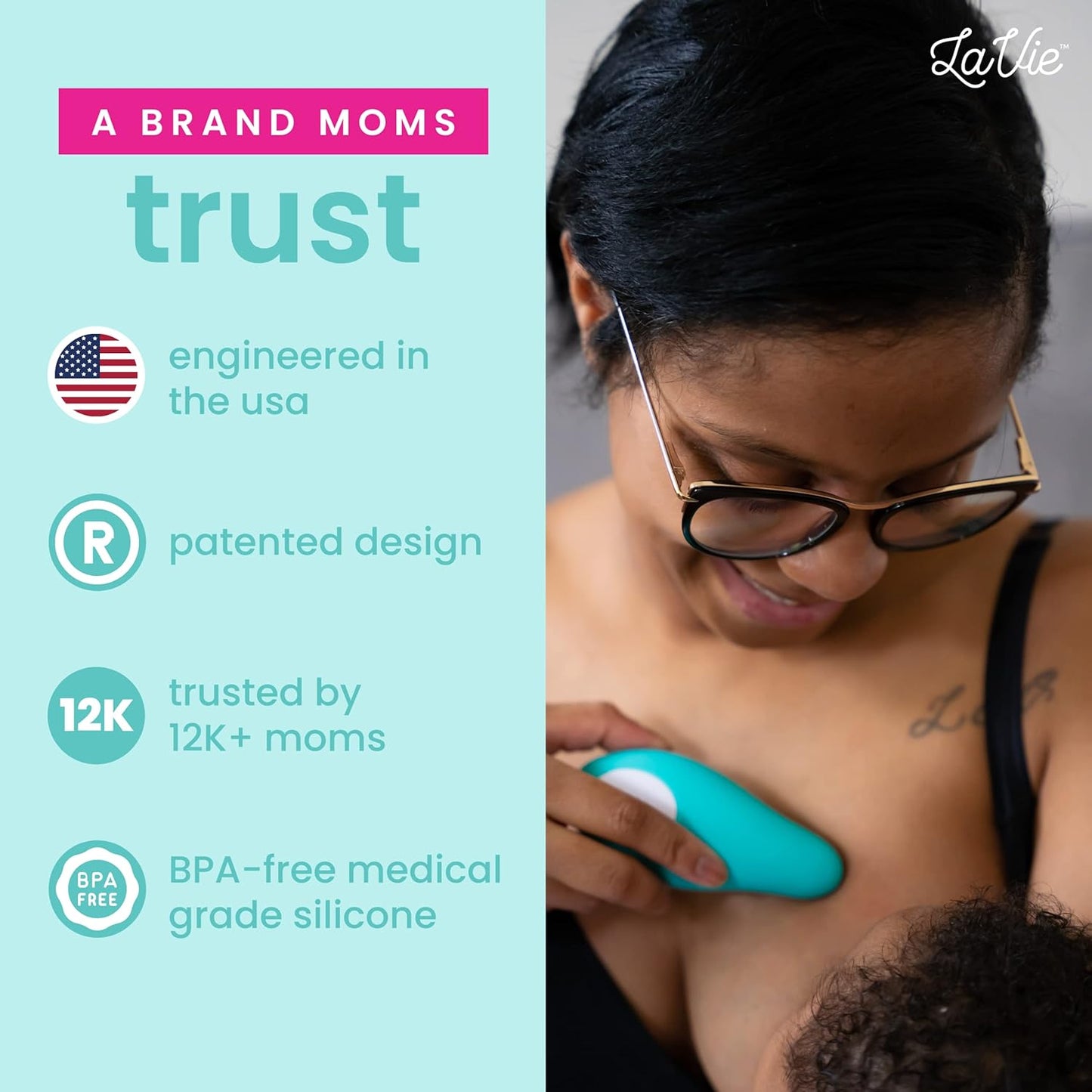 Lactation Massager - Patented Breastfeeding Relief, Boost Milk Flow & Ease Discomfort from Clogged Ducts, Engorgement, Mastisis - Postpartum Essentials for Nursing Moms - HSA/FSA Medical Device
