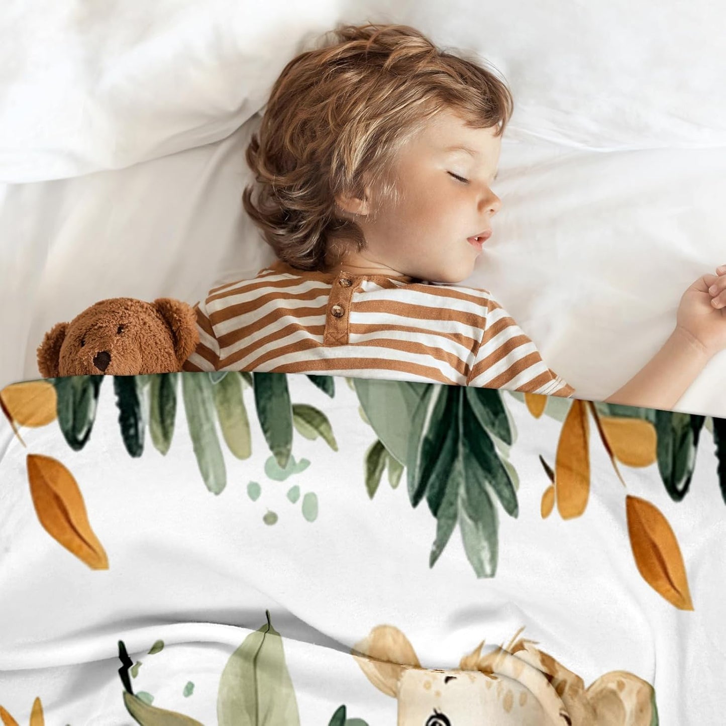 Ship Next Day, Personalized Baby Blanket - Printed in USA, Custom Baby Blanket with Name, Customized Animal Blankets for Boys & Girls, Soft Cozy Receiving Blankets for Toddlers, Stroller Decor Throw