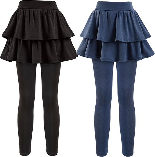 Girls School Uniform Pants Leggings with Skirts Stretch Warm Jegging 4-12 Years