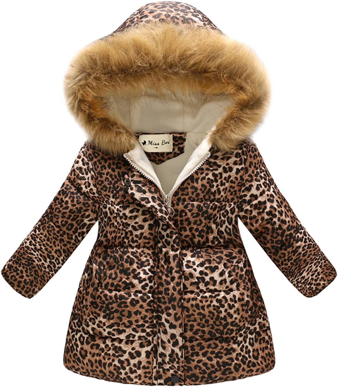 Miss Bei Girl's Winter Coat Jacket Hooded Kids Toddler Flower Print Parka Outwear Warm Cotton Puffer Hooded Jacket