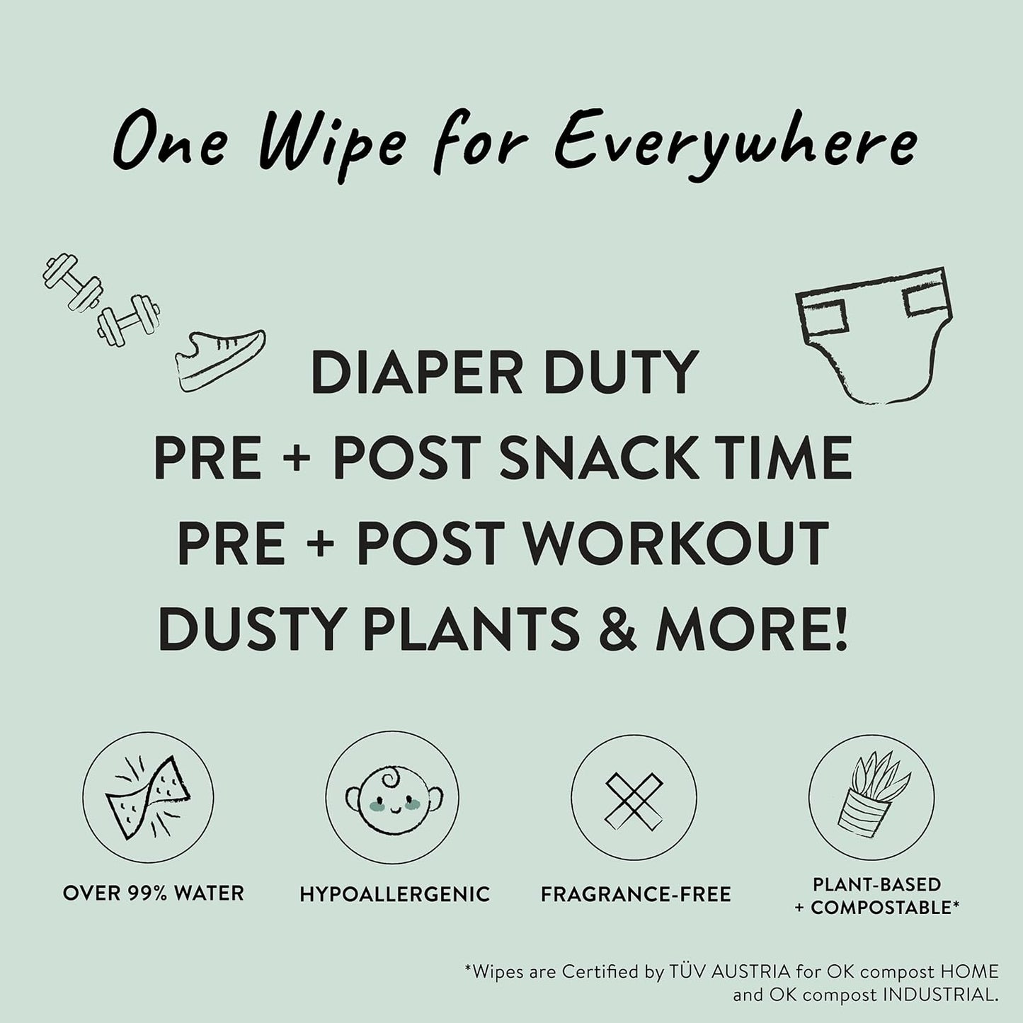 The Honest Company Clean Conscious Multi-Use Wipes | Hypoallergenic + Unscented for Sensitive Skin | Over 99% Water, Compostable, Plant Based, Baby Wipes | Sunburst, 864 Count
