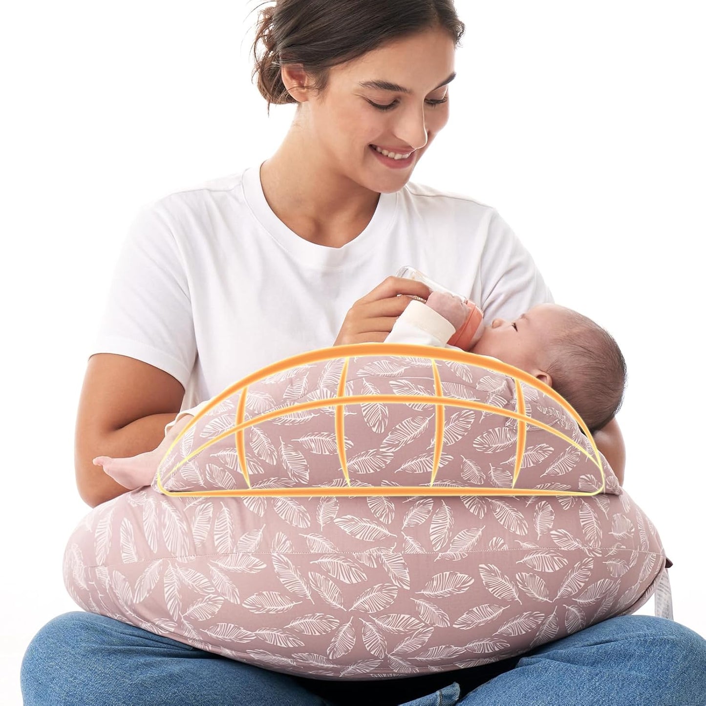 Momcozy Original Nursing Pillow for Breastfeeding-Pioneering Safety Fence- Wider Feeding Pillows for More Support for Mom & Baby- Easier Nursing & Hand Free- Fit for All, Removable Cotton Cover