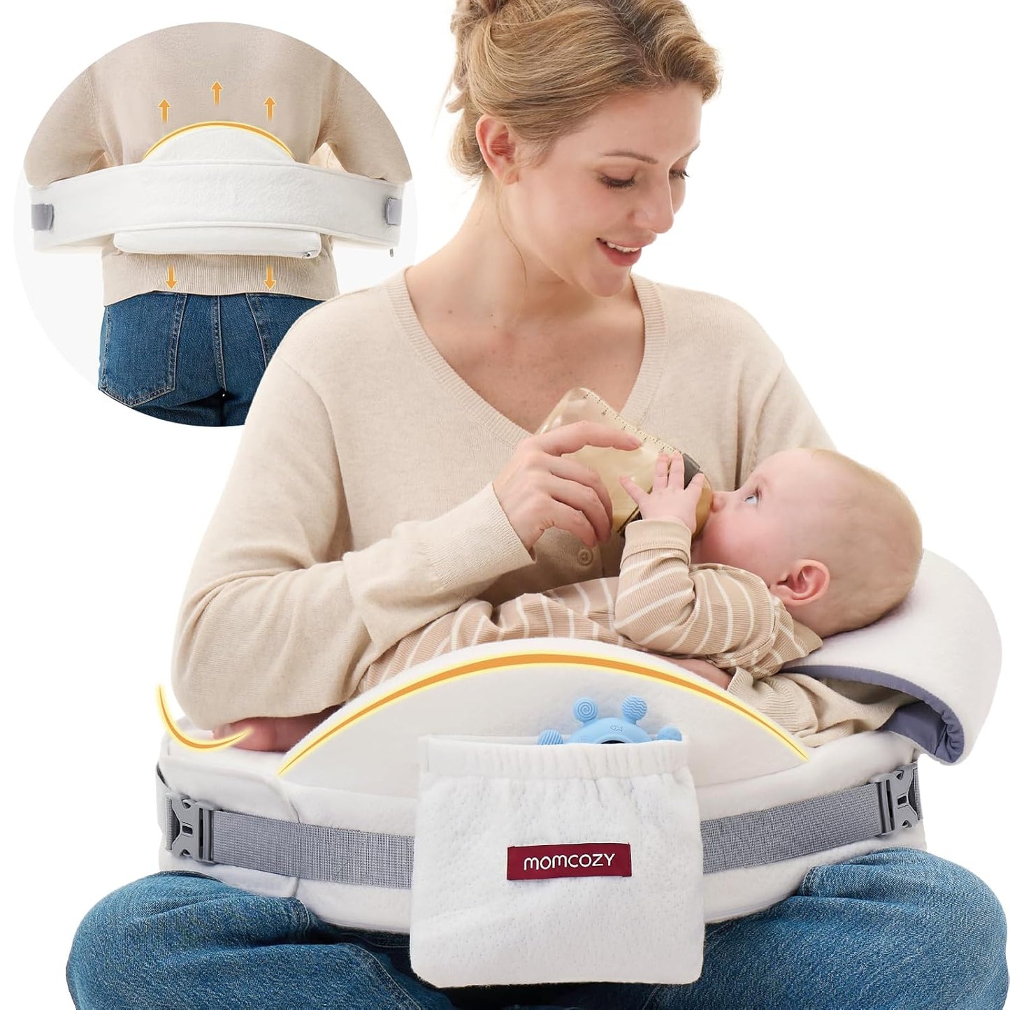 Momcozy CozyPro Nursing Pillow for Breastfeeding - All Around Ergonomic Comfort & Support - Pioneering Safety Fence - Plus Size Wider Feeding Pillow with Lumbar Support for Easier & Healthier Nursing